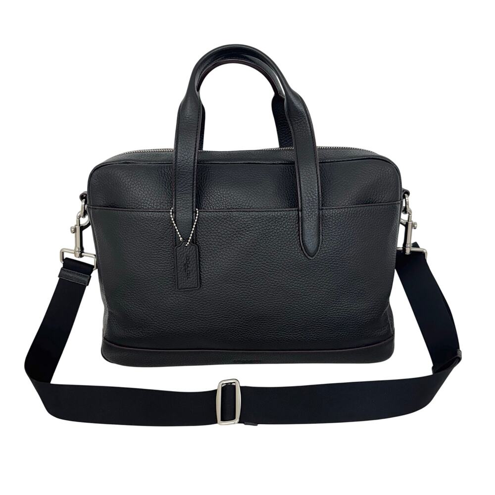 Coach Hamilton Bag Pebbled Leather Briefcase Business Travel Bag F11319 Black